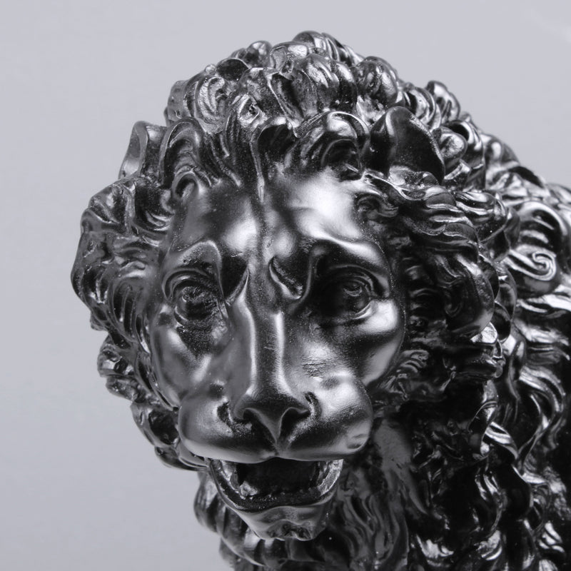 Statue Lions en paire (noirs) - sculpture en marbre