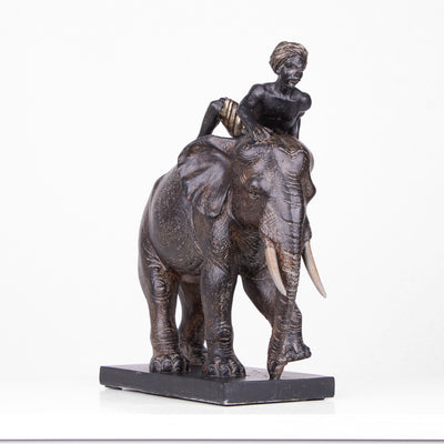 Statue Éléphant avec Cavalier (Sculpture en Résine)