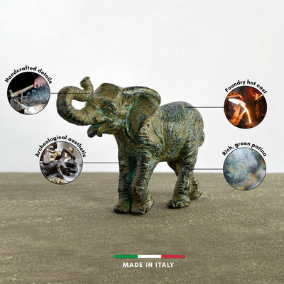 Statue Éléphant - bronze vert