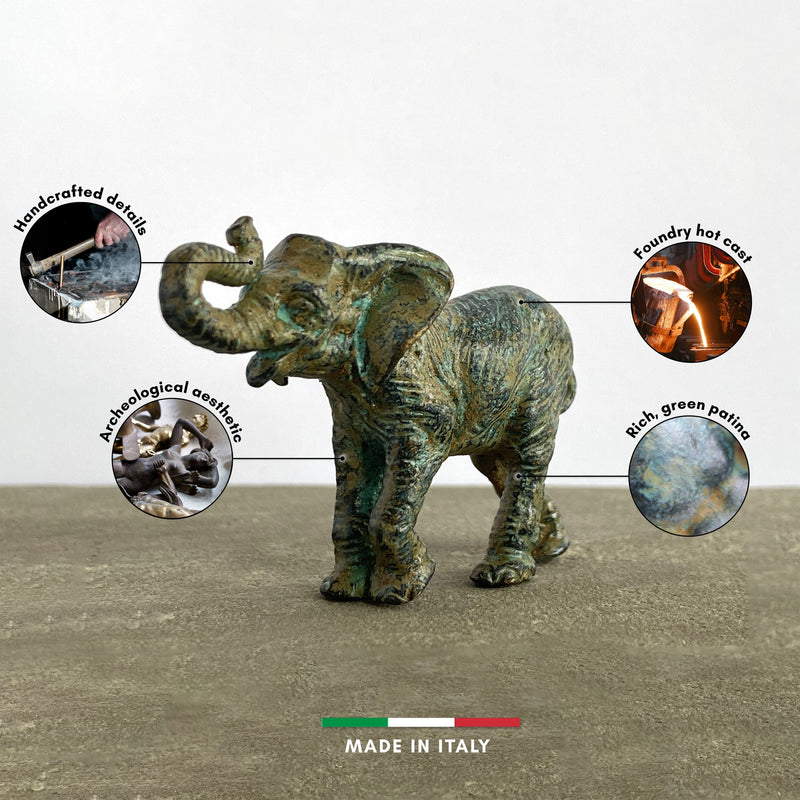 Statue Éléphant - bronze vert