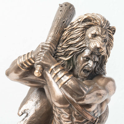 Hercule avec Peau du Lion de Némée et Massue – Statue en Bronze à Froid