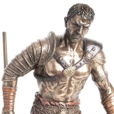 Statue du Gladiateur Retiarius – Maître du Filet et du Trident (Sculpture en Bronze à Froid)