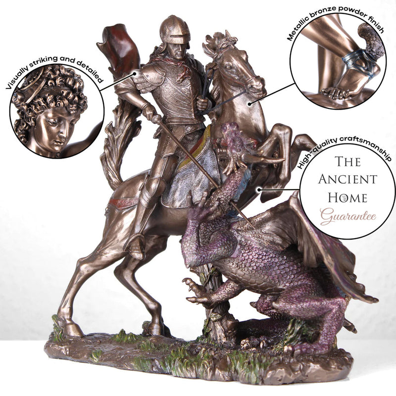Statue Saint Georges et le dragon (Bronze coulé à froid)