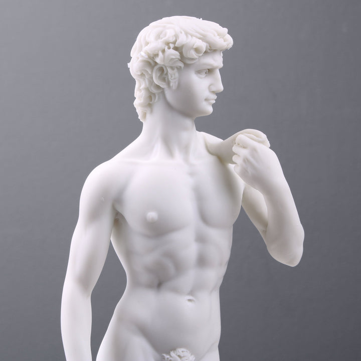 Statue David De Michel-Ange Reproduction 19 Cm - Résine Blanche Aspect Pierre - Décoration Intérieure
