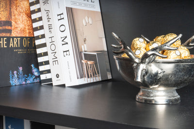 Coupe Décorative Argentée avec Poignées Têtes de Cerf (Petite)