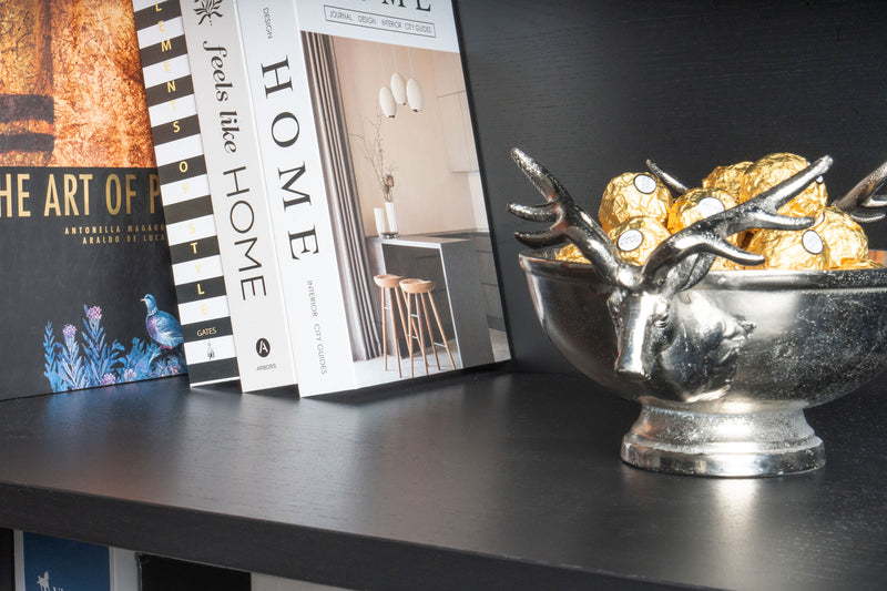 Coupe Décorative Argentée avec Poignées Têtes de Cerf (Petite)