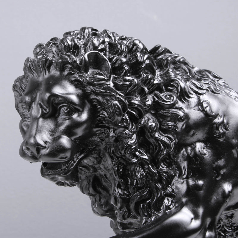 Statue Lions en paire (noirs) - sculpture en marbre