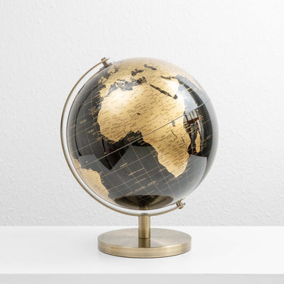 Globe terrestre en bronze et noir