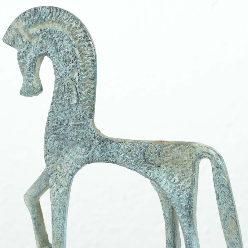 Statue de cheval grec (petite sculpture, bronze vert)