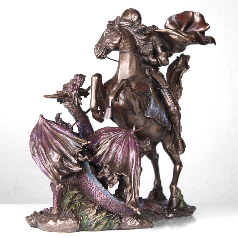 Statue Saint Georges et le dragon (Bronze coulé à froid)