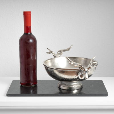 Coupe Centre de Table Argentée avec Poignées Têtes de Cerf