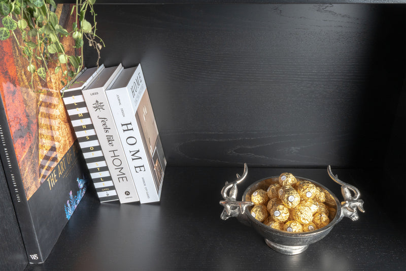 Coupe Décorative Argentée avec Poignées Têtes de Cerf (Petite)