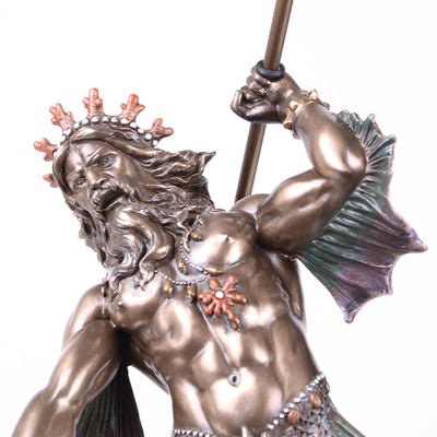Statue Poséidon (Dieu de la Mer - Sculpture en bronze coulé à froid)