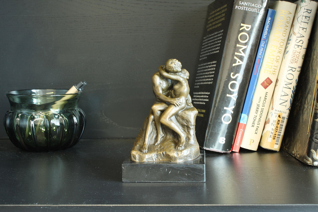 Sculpture - Noir - Couple En Céramique - 18 Cm - Décoration Romantique