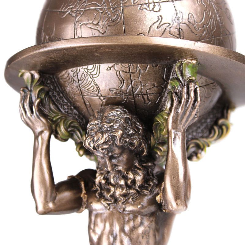 Statue Atlas portant le monde (Bronze coulé à froid)