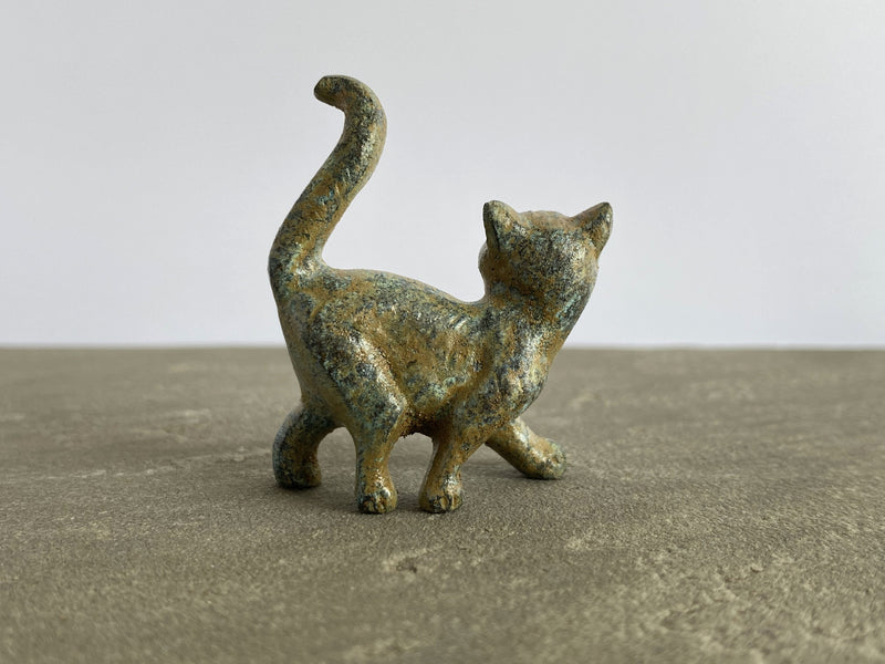 Statue Chaton - bronze vert