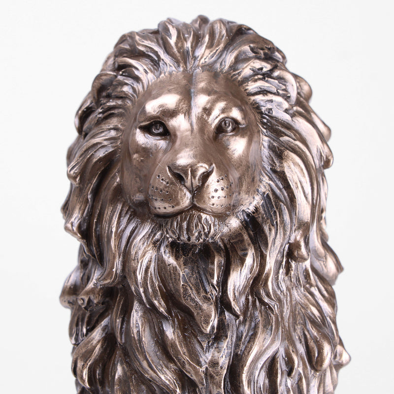 Statue Lion Assis en Bronze (Sculpture en bronze coulé à froid)