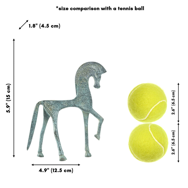 Statue de cheval grec (petite sculpture, bronze vert)