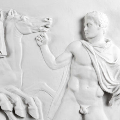 Char d'Éos - bas-relief (Herculanum) - grande sculpture en marbre blanc