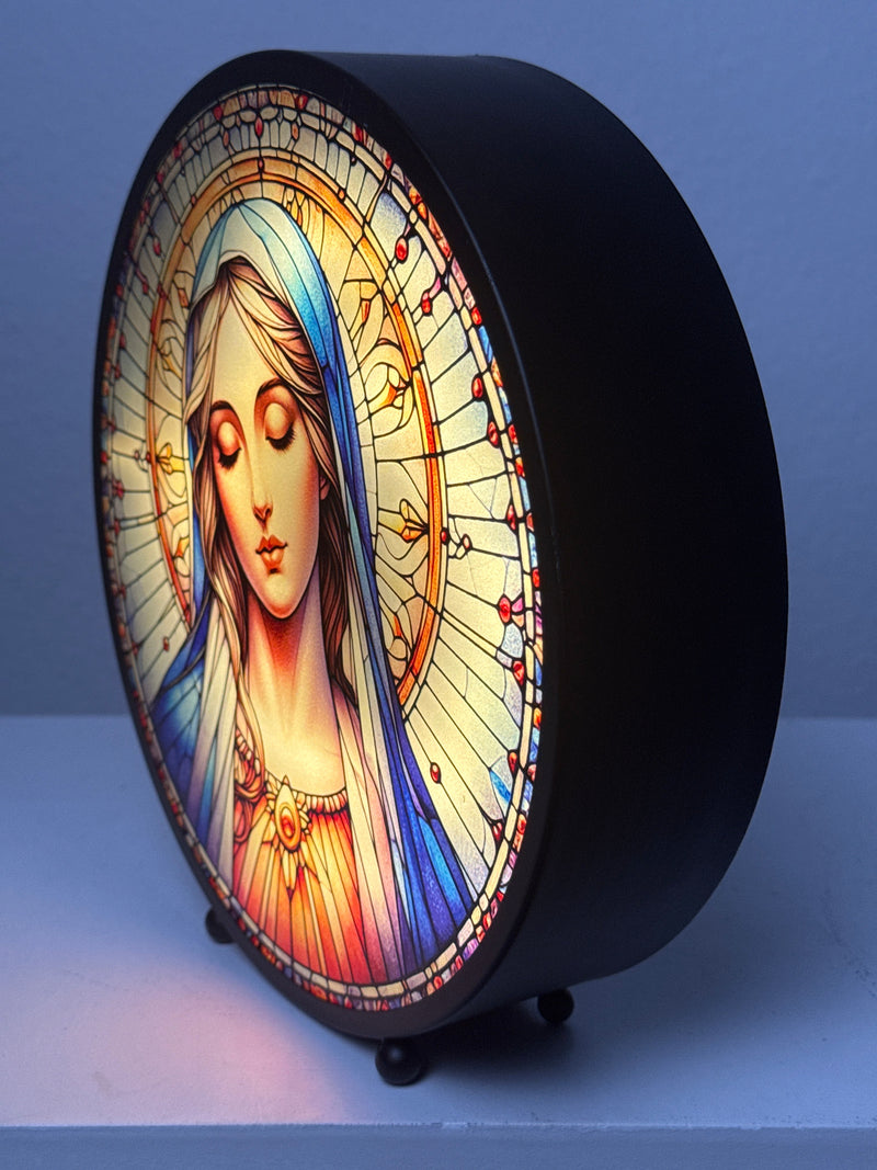 Sculpture Lumineuse de la Vierge Marie – Panneau de Lumière pour Prière