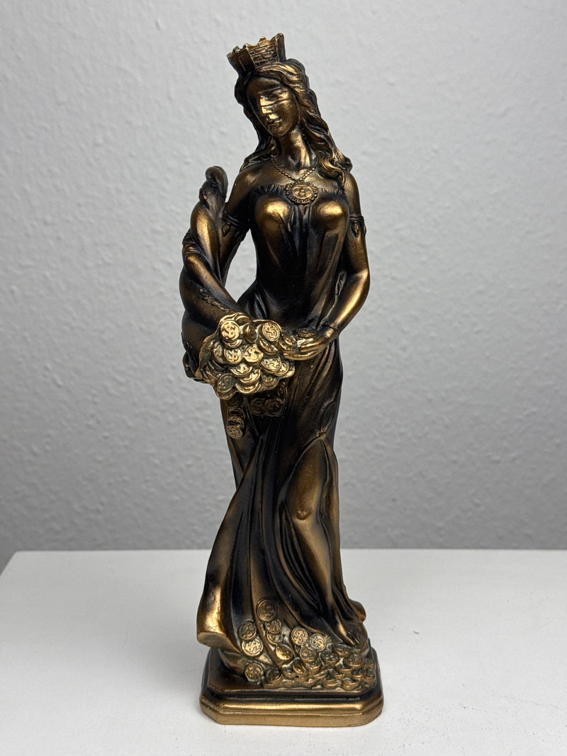 Sculpture de Fortuna – Déesse de la Chance et de la Richesse (Laiton Patiné Noir)