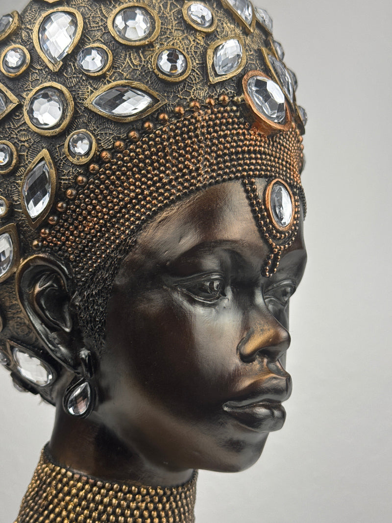 Majestueux Buste de Reine Africaine (Finition bronze)