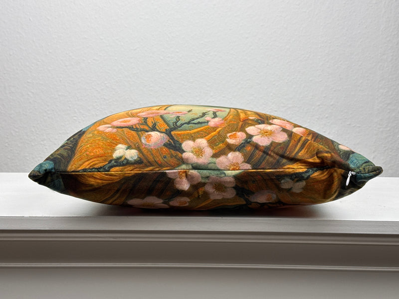 Housse de Coussin Bouddha avec Fleurs de Cerisier (Coussin Méditation Zen)