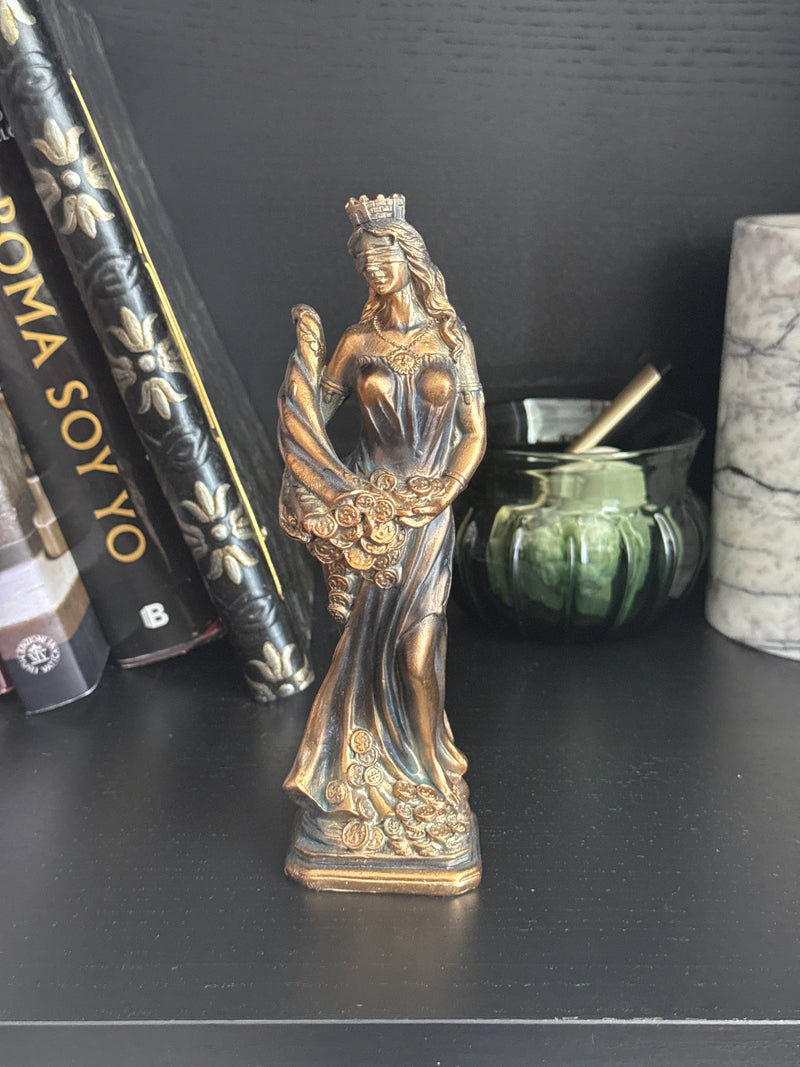 Sculpture de Fortuna – Déesse de la Chance et de la Richesse (Petite, Laiton Patiné Noir)