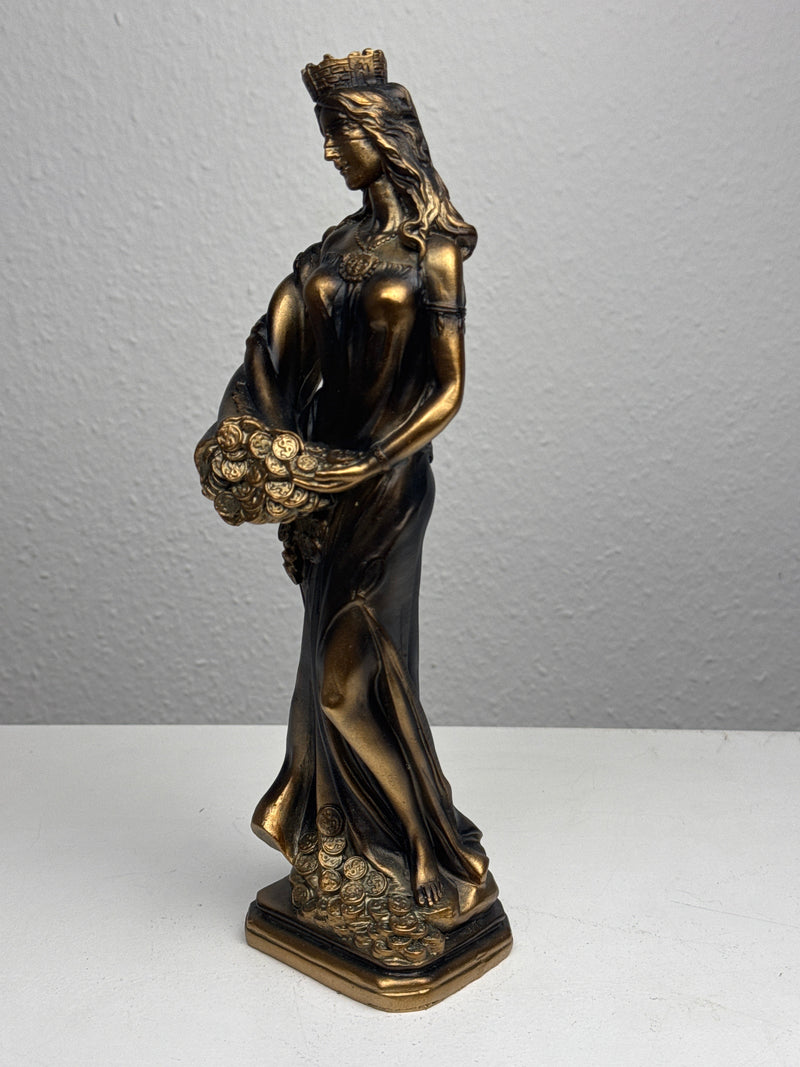 Sculpture de Fortuna – Déesse de la Chance et de la Richesse (Laiton Patiné Noir)