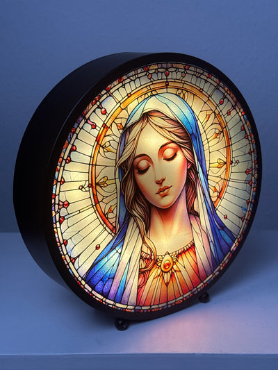 Sculpture Lumineuse de la Vierge Marie – Panneau de Lumière pour Prière