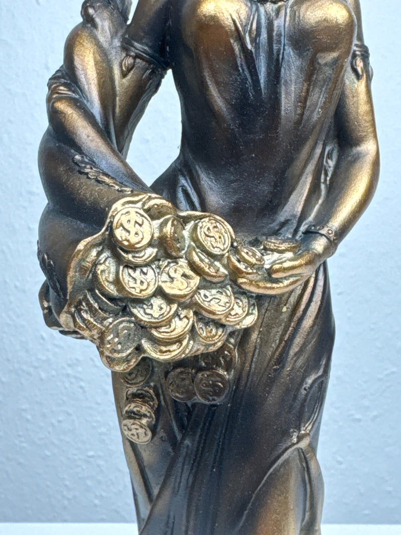 Sculpture de Fortuna – Déesse de la Chance et de la Richesse (Laiton Patiné Noir)
