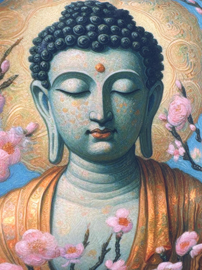 Housse de Coussin Bouddha avec Fleurs de Cerisier (Coussin Méditation Zen)
