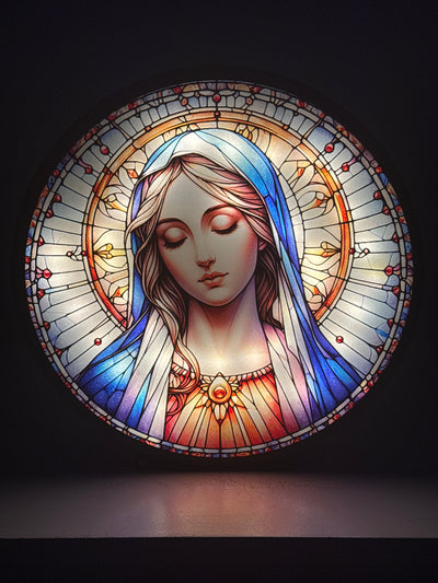 Sculpture Lumineuse de la Vierge Marie – Panneau de Lumière pour Prière