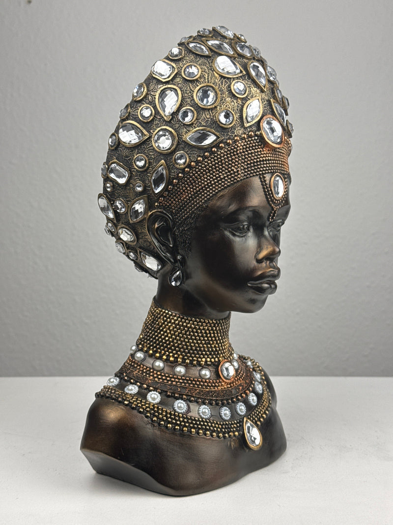 Majestueux Buste de Reine Africaine (Finition bronze)
