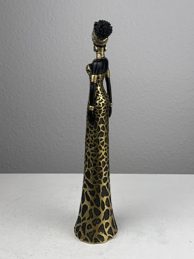 Statue de Femme Africaine en robe léopard élégante