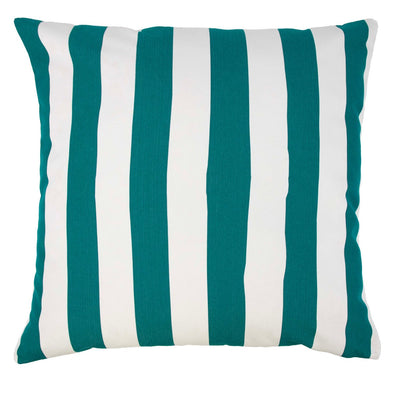 Coussin d’Extérieur Vert Pétrole à Rayures Verticales (Style Club)