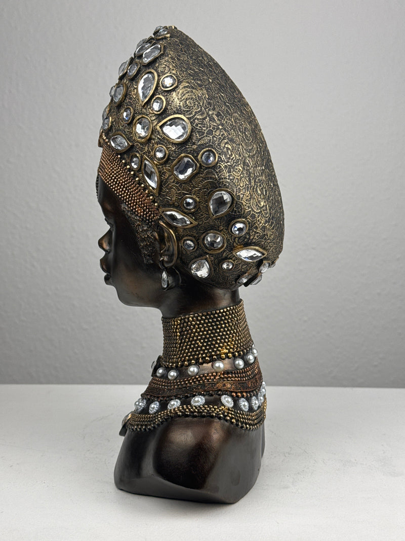 Majestueux Buste de Reine Africaine (Finition bronze)