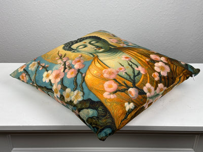 Housse de Coussin Bouddha avec Fleurs de Cerisier (Coussin Méditation Zen)