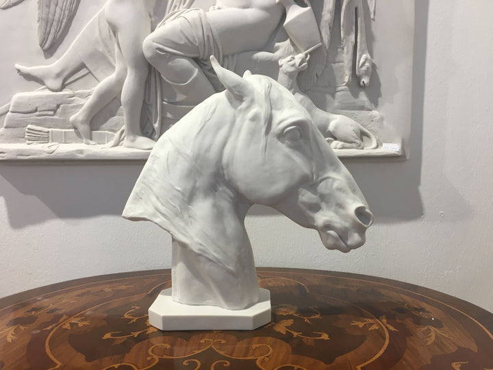 Tête De Cheval Décorative Ancienne, Figurine En Fer Pour Décoration Intérieure Sur Socle
