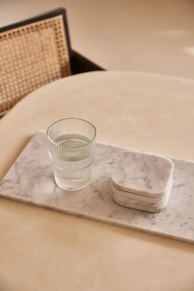 Plateau en Marbre Blanc (Grand)