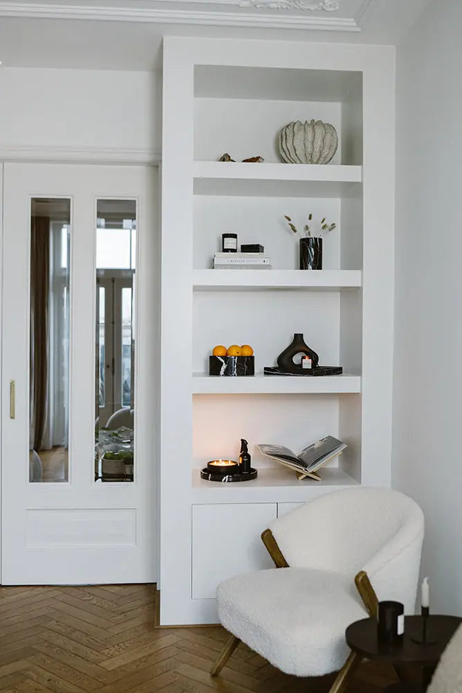 Plateau Rond en Marbre avec Bords (Noir)