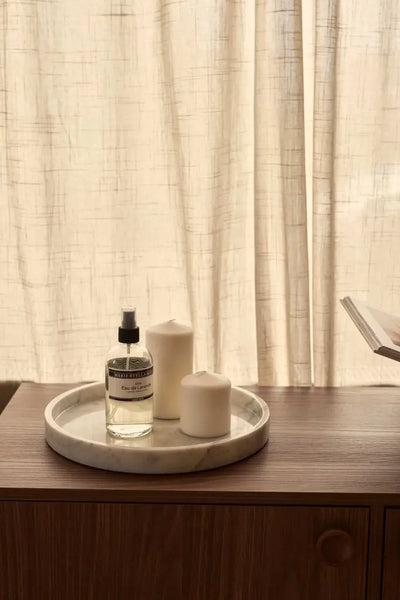 Plateau Rond en Marbre avec Bords (Blanc)