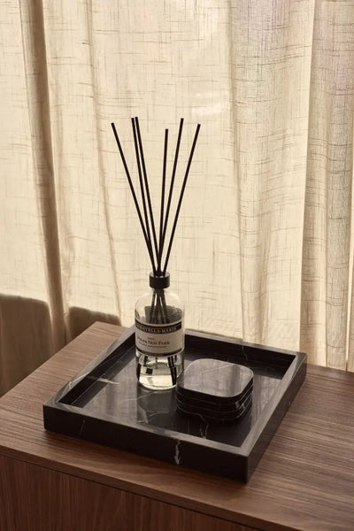 Plateau Carré en Marbre avec Bords (Noir)