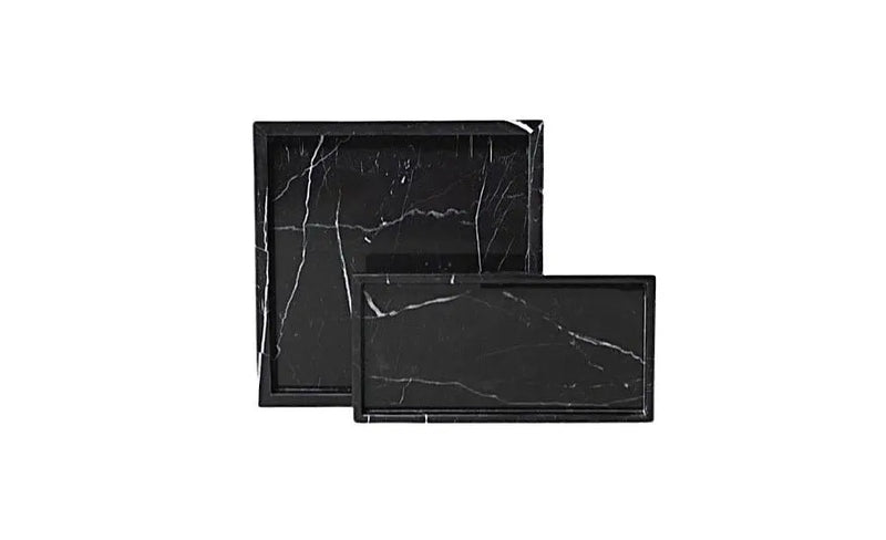 Plateau Carré en Marbre avec Bords (Noir)