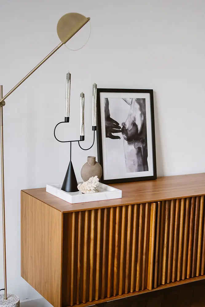 Plateau Carré en Marbre avec Bords (Blanc)