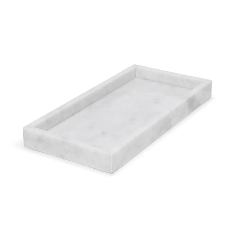 Plateau Rectangulaire en Marbre avec Bords (Blanc)