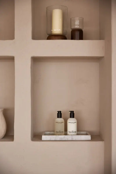 Plateau Rectangulaire en Marbre avec Bords (Blanc)