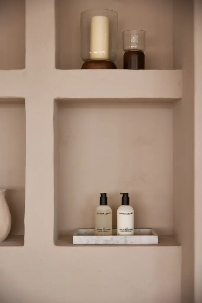 Plateau Rectangulaire en Marbre avec Bords (Blanc)