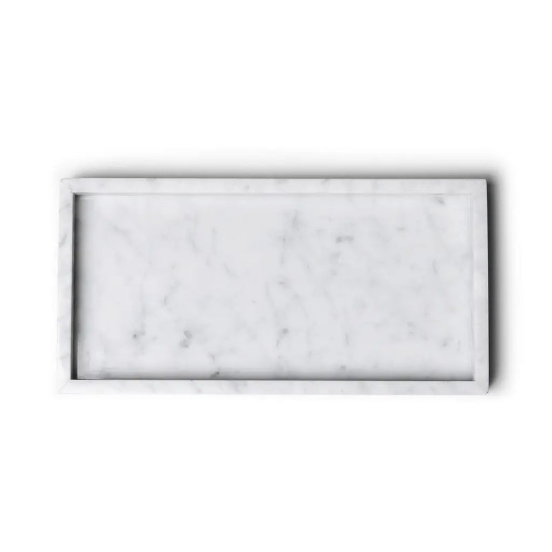 Plateau Rectangulaire en Marbre avec Bords (Blanc)