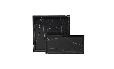 Plateau Rectangulaire en Marbre avec Bords (Noir)